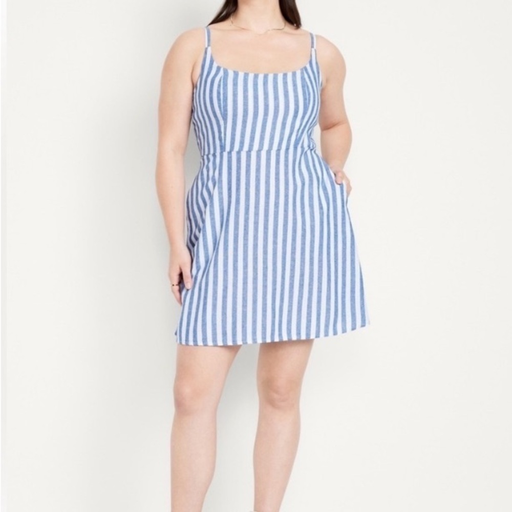 Old Navy Blue and White Striped Mini Dress